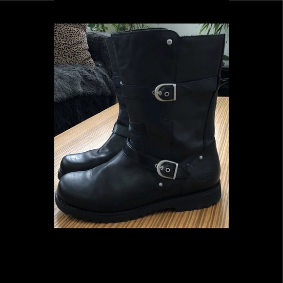 UGG Roxanne Moto Leather Sheepskin Boot - Picture 1 of 11